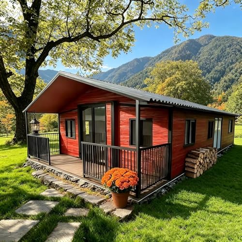 Tiny House - Contenedor modular prefabricado para casa, casa portátil para oficina o vacaciones, con dormitorio, cocina y baño, villa móvil prefabricada, moderna cabina de estar expandible
