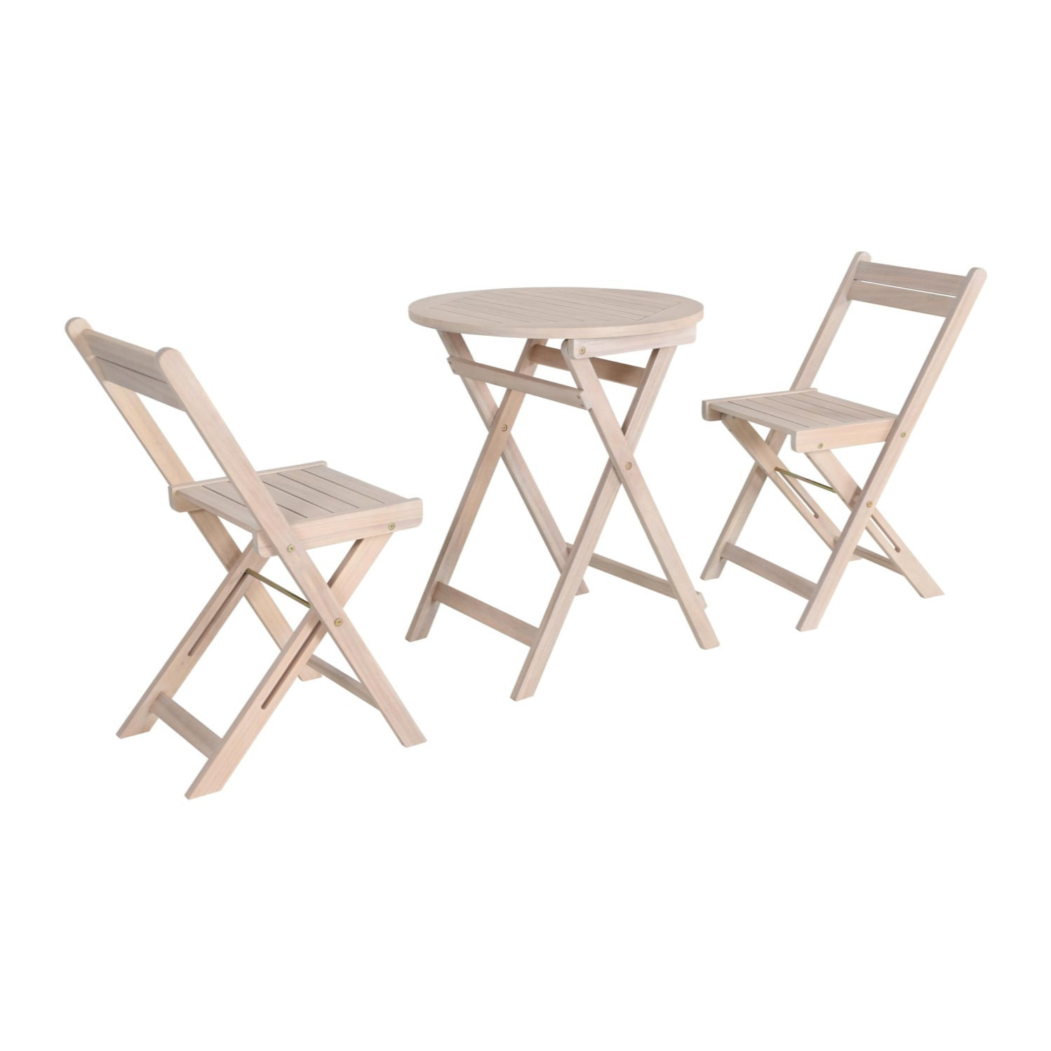  Conjunto de Balcón Mesa + 2 Sillas Madera de Acacia, Corfú 