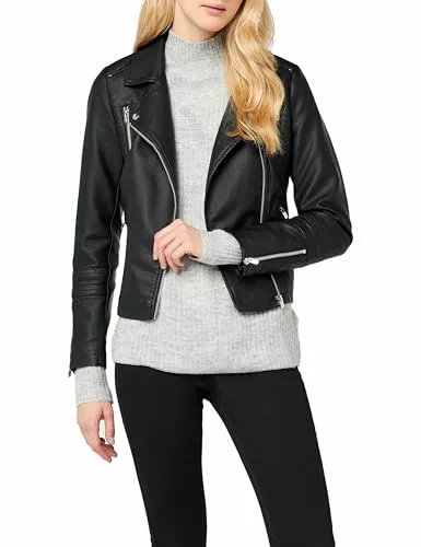 ONLY Onlgemma Faux Leather Biker Otw Noos Chaqueta para Mujer, Negro (Black 1), 40 FR/ES (38 EU)