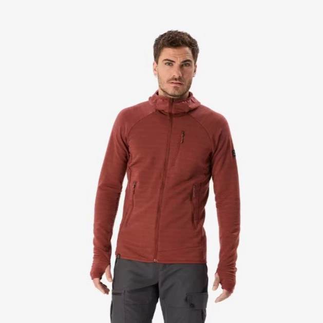 Chaqueta técnica con capucha de lana merina hombre, Resist marrón
