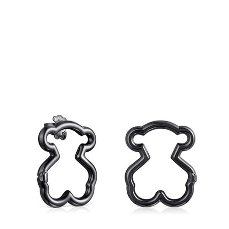 Pendientes Medianos Hold Oso De Plata Dark Silver