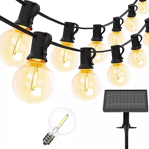 Yuucio Cadena de luces solares para exteriores, 15 m, 25 + 1 bombillas de plástico