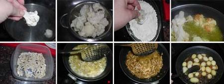Preparación de la coliflor con almendras