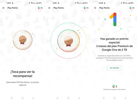 3 meses de Google One gratis como premio semanal en Play Points