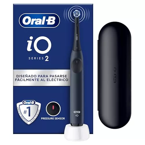 Oral-B iO 2 Cepillo de Dientes Eléctrico Azul Mar, 1 Cabezal, 1 Estuche De Viaje, 3 Modos De Cepillado, Sensor De Presión y Temporizador, Diseñado por Braun, Edición Limitada