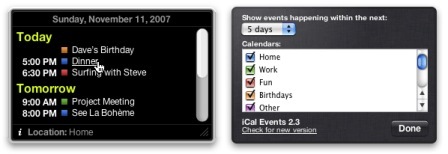 iCal Events, widget con los eventos de iCal