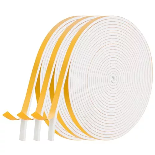 AiQInu Burlete Ventana Corredera, Burlete Puerta 3 Rollos 6mm(W) x3mm(T) x5m(L) Espuma Burlete Adhesivo de Alta Densidad para Anti Frío, Aislante,Ruido y Colisión