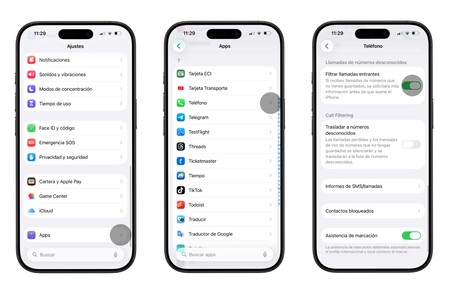 Pasos para activar el filtro de llamadas de iOS 26
