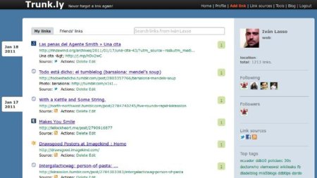 Trunk.ly: guarda todos los enlaces que compartes en Twitter y Facebook en un sólo sitio