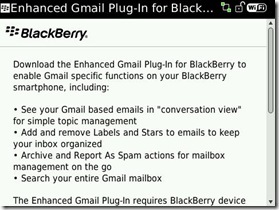 Enhanced Gmail plugin for BlackBerry, mejorando el acceso al correo