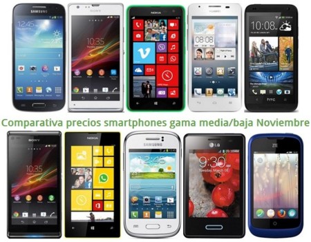 Comparativa Precios Galaxy S4 mini, Xperia SP, Lumia 625, Desire 601 y otros gama media/baja en Noviembre de 2013