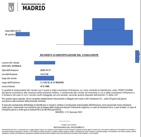 Multa Italia Ayuntamiento Madrid