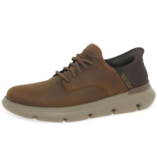Skechers Hombre Garza Gervin Slip-In ENTRENADOR, Dark Brown Leather, 43 EU