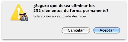 Recupera algo de espacio en tu disco vaciando la papelera de iPhoto