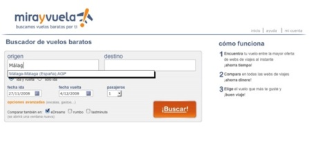 Mirayvuela.com, nuevo buscador de vuelos baratos
