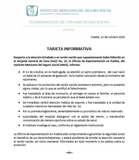 Comunicado Imss Puebla
