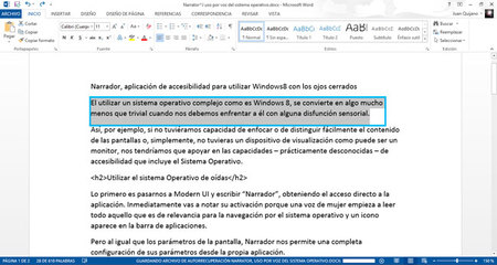 Narrador, funcionando en Word