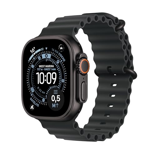 Apple Watch Ultra 3 GPS + Cellular, Reloj prémium para Running y Multideporte con Caja de Titanio Resistente de 49 mm y Correa Ocean Negra. Monitores avanzados de Salud
