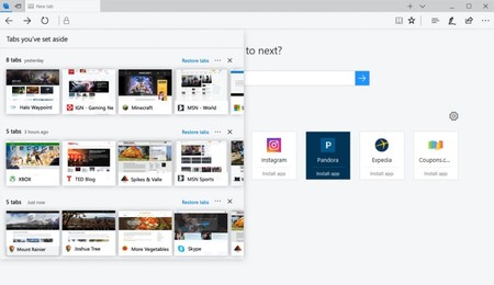 Microsoft anuncia las novedades de Edge en la Creators Update: pestañas apilables, WebVR y Microsoft Wallet
