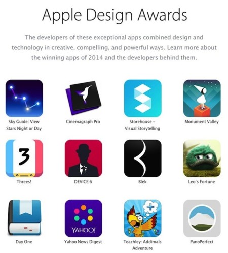 Apple publica los ganadores de sus "Apple Design Awards" para este año 2014