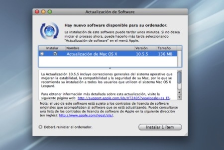 La actualización de Mac OS X Leopard 10.5.5 ¡ya está disponible!