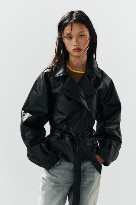 chaqueta efecto piel