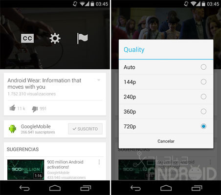 YouTube 5.7 para Android nos permite seleccionar la calidad exacta de ...