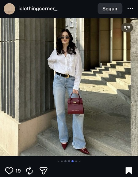 Zapatos Tacon Comodo Almendrado Bajo Elegantes Burdeos Piel