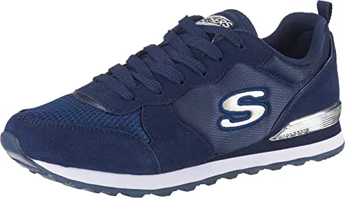 Skechers OG 85 Goldn Gurl, Zapatillas para Mujer, Navy Suede Mesh Nylon Silver Trim, 37 EU
