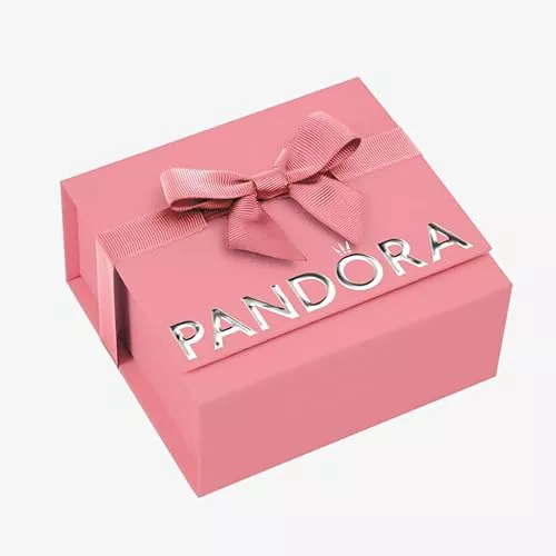 PANDORA Caja de regalo rosa premium de joyería para mujer (5.5x12.4x11.6 cm)