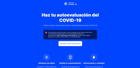Así es Coronamadrid.com, la web oficial de la Sanidad madrileña que te ayuda a saber si tienes coronavirus