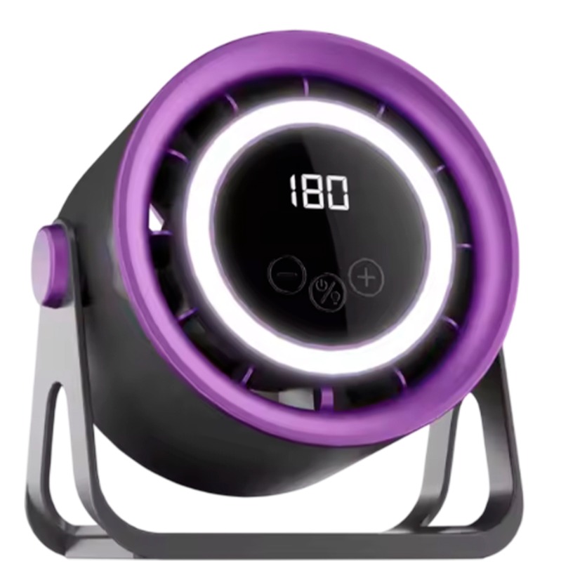 Ventilador recargable con un anillo de luz LED