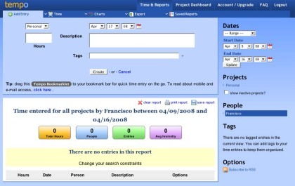 Tempo, registro del tiempo empleado en tareas de nuestros proyectos