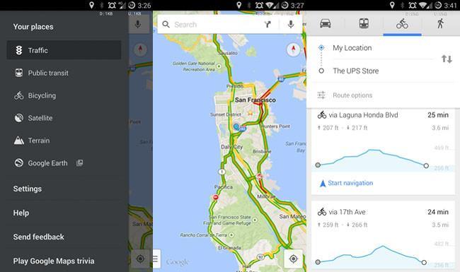 Google Maps 8.2 añade perfiles de elevación en rutas en bici y comandos ...