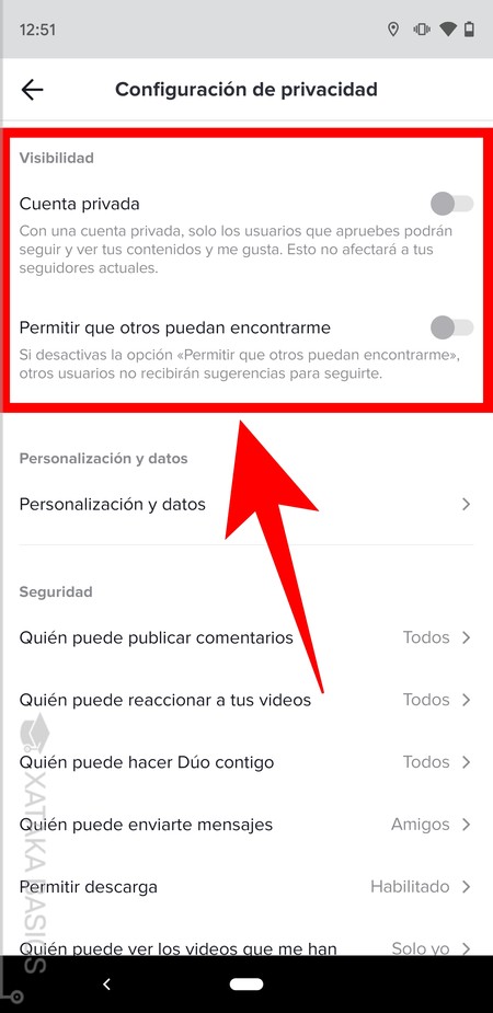 Configuración de privacidad de redes sociales de TikTok - Asuntos