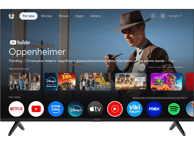 TV QLED 43" - PEAQ 43GQU-5024T, UHD 4K, 2851M, Smart TV, DVB-T2 (H.265)