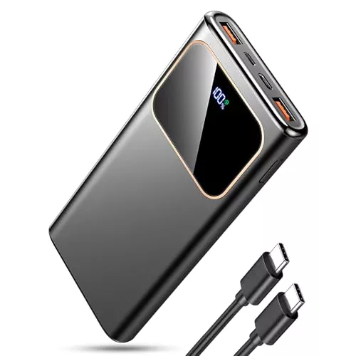External Battery Fast Charging Power Bank, 2025 Bateria Externa Carga Rapida 10000mAh 22.5W Cargador Portatil con Entrada y Salida USB C, Patalla LED para iPhone Pro MAX Plus Mini, para Samsung