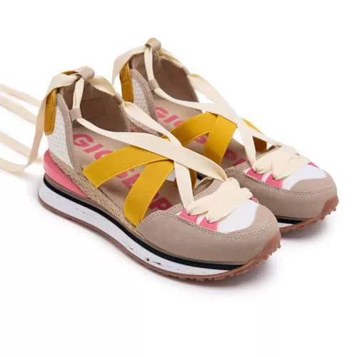Sneakers Beige Tipo Espadrille con cuña para Mujer