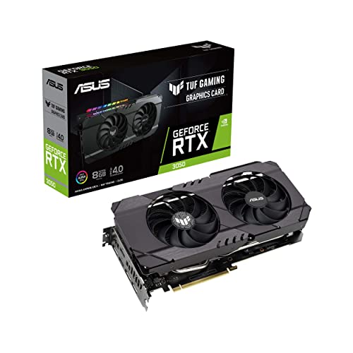ASUS TUF Gaming GeForce RTX 3050 - Tarjeta Gráfica Gaming (PCIe 4.0, 8GB GDDR6, HDMI 2.1, DisplayPort 1.4a, Ventiladores con Doble Rodamiento de Bolas, Cubierta de Aluminio, 2,8 ranuras, GPU Tweak II)