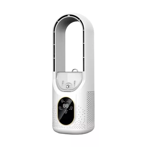 Ventilador de columna, ventilador torre para habitación, ventilador sin aspas silencioso, humidificación, 6 velocidades, temporizador, carga por USB, pantalla táctil LED, para oficina, dormitorio