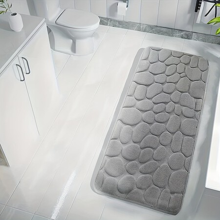 Conjunto de 3 alfombras de baño de espuma viscoelástica, alfombra antideslizante para el baño, alfombra en forma de U para el inodoro, suave y cómoda alfombra para la ducha, alfombra de baño de color sólido con relieve de piedra, decoración de baño, decoraciones de baño, alfombras de área de cocina, accesorios de baño