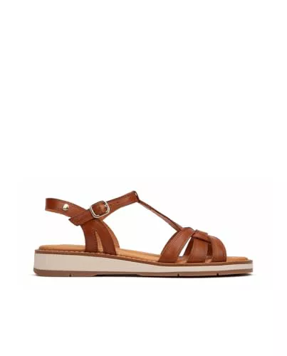Pikolinos Roquetas Sandalias Planas Mujer | en Cuero | Hebilla | Marrón