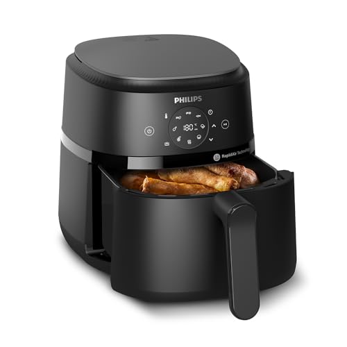 Philips Airfryer serie 2000 4,2L - 1500W de Potencia, Tecnología RapidAir, Pantalla táctil digital, 13 opciones de cocción, 9 funciones preestablecidas, Hasta un 90% menos de grasa, Negro (NA229/00)