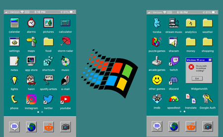 iOS 14 permite cambiar los iconos de las aplicaciones del iPhone, y el estilo de Windows 95 reina en ellos tras 25 años