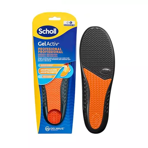 Scholl GelActiv Profesional Plantillas de Gel para Hombre - Botas y Zapatos de Trabajo, Comodidad Superior y Absorción de Impactos con Tecnología GelWave, Amortiguación Todo el Día, Talla 40-46.5
