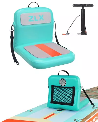 ZLX Asientos de Paddle Inflables con Soporte de Respaldo, Asientos Tabla Surf Portátiles con Bomba de Aire, Ergonómicos, Compatible con Canoa, Bote, Kayak