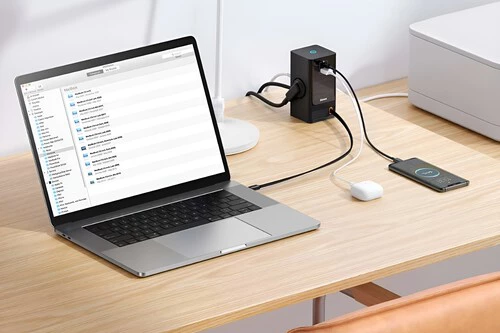 Cargador de pared - Baseus PowerCombo Tower 5 in 1, Universal, 65W, Negro