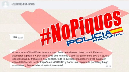 これは、この詐欺で WhatsApp 経由で届くメッセージです (画像: 国家警察)