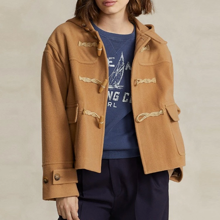 Polo Ralph Lauren Abrigo de mujer de paño con capucha y bolsillos