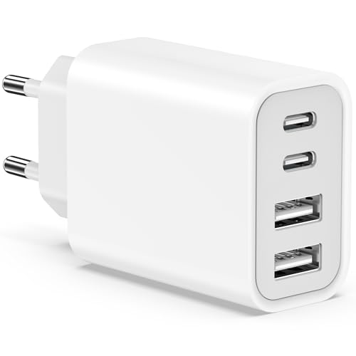 Cargador USB C, 45W 4 Puerto Enchufe USBC 